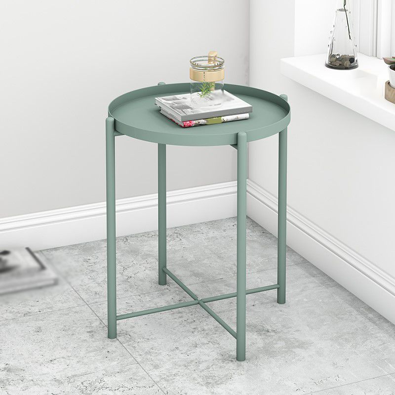 20.4"H Modern Metal Frame Base Solid Color Round Coffee Table End Table