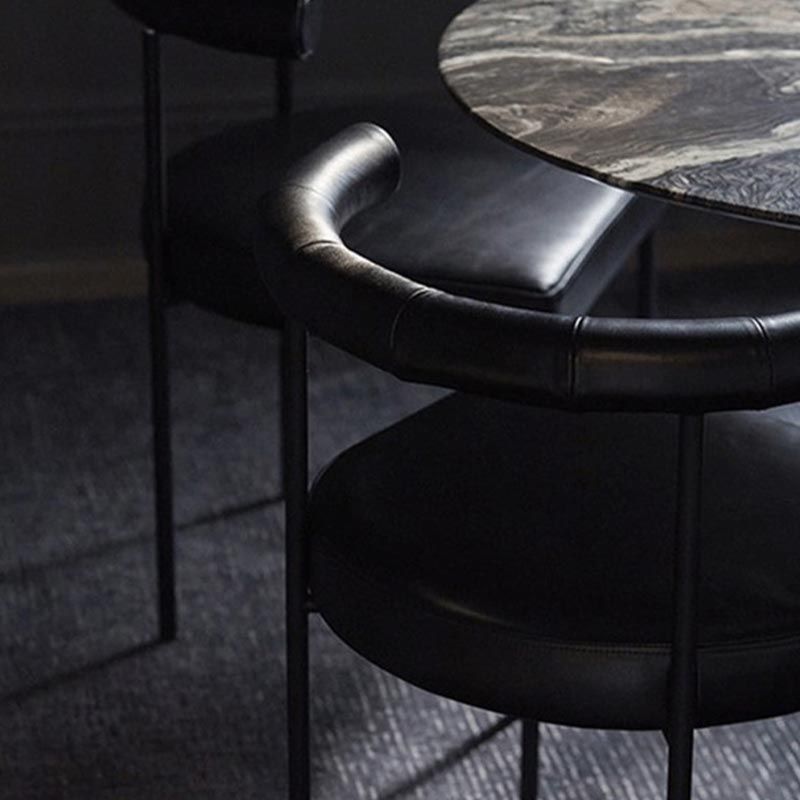 Upholstered Armless Dining Chairs Contemporary Open Back Side Furniture in Matte Finish