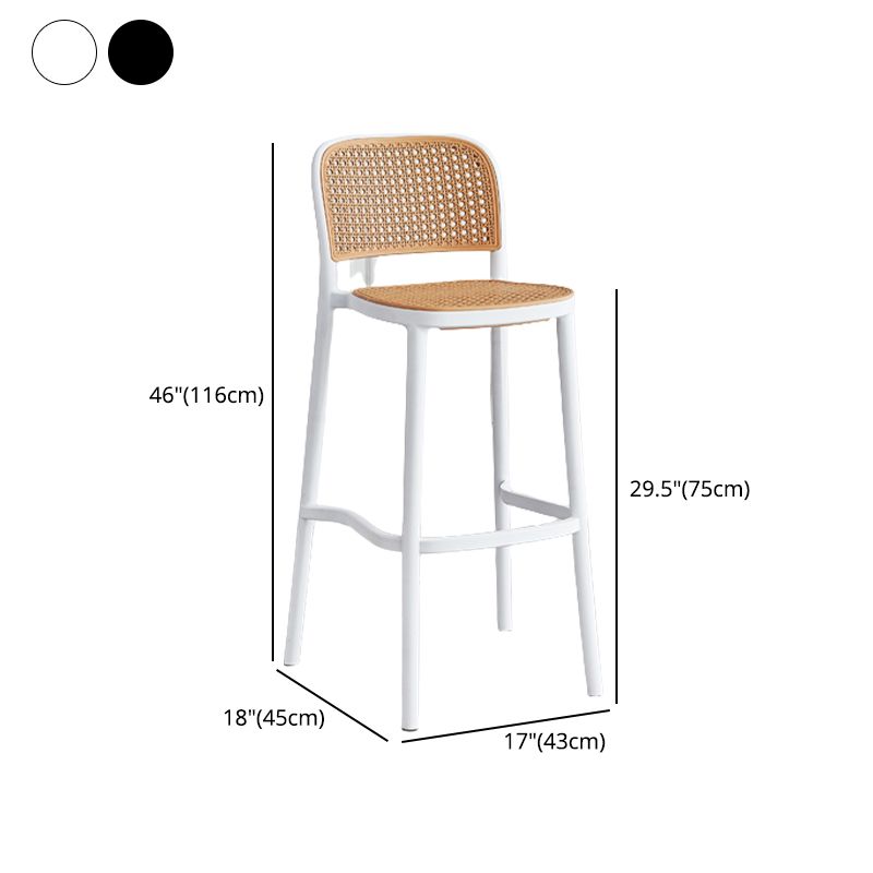 Contemporary Bar and Counter Stool Rattan Full Back Stool with 4 Legs Clearhalo 'Bar Furniture' 'Bar Stools' 'bar_stools' 'furn' 'furn_bar_stools' 'Furniture' 'furniture_bar_stools' 'Kitchen & Dining Furniture' 1200x1200_dba8a765-727f-49bf-8c89-e78bd169cec5