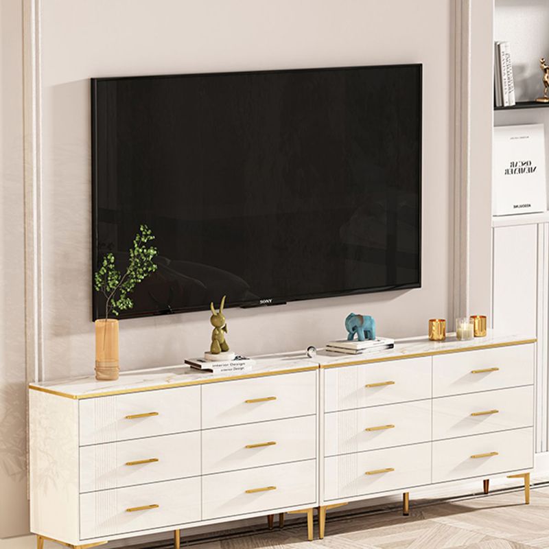 Glam Stone Coffre de rangement pour chambre à coucher, 30 cm de large, blanc avec tiroirs