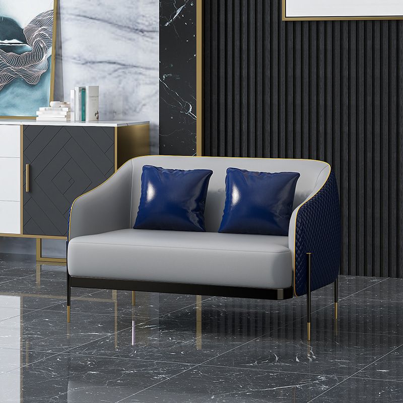 Contemporary Faux Leather Settee Stain-Resistant Couch in Orange and Blue Clearhalo 'furn' 'furn_sofas' 'Furniture' 'furniture_sofas' 'Living Room Furniture' 'Sofa' 'sofas' 1200x1200_dbab5d18-91c9-4475-a0ea-f15cee9b119d