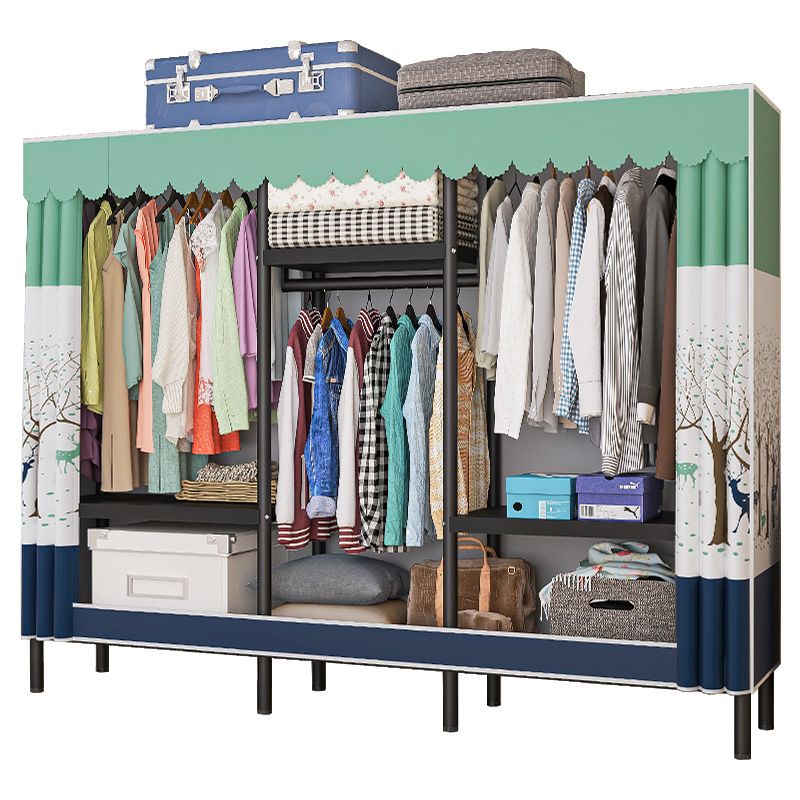 Contemporary Bedroom Wardrobe Metal Wardrobe Closet with Shelves Clearhalo 'Armoires & Wardrobes' 'armoires_wardrobes' 'Bedroom Furniture' 'furn' 'furn_armoires_wardrobes' 'Furniture' 1200x1200_dbaceade-7636-4900-95de-3dd8104b8581