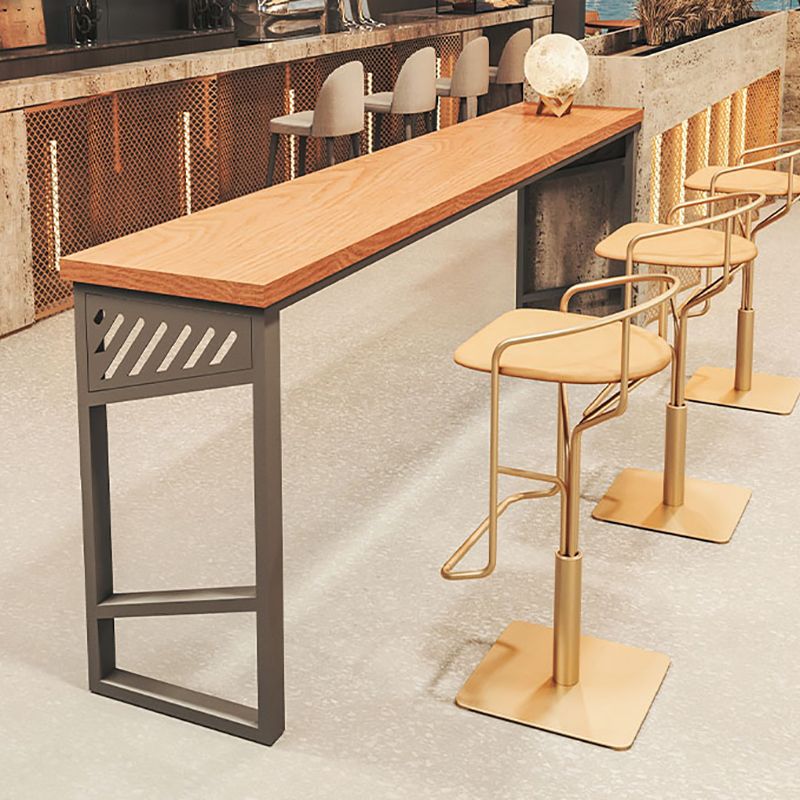 Industrial Rectangle Bistro Bar Desk Solid Wood Bistro Table with Double Pedestal Clearhalo 'Bar Furniture' 'Bar Tables' 'bar_tables' 'furn' 'furn_bar_tables' 'Furniture' 'Kitchen & Dining Furniture' 1200x1200_dbae32dc-4090-4fd9-b983-f0ba17fb15ce