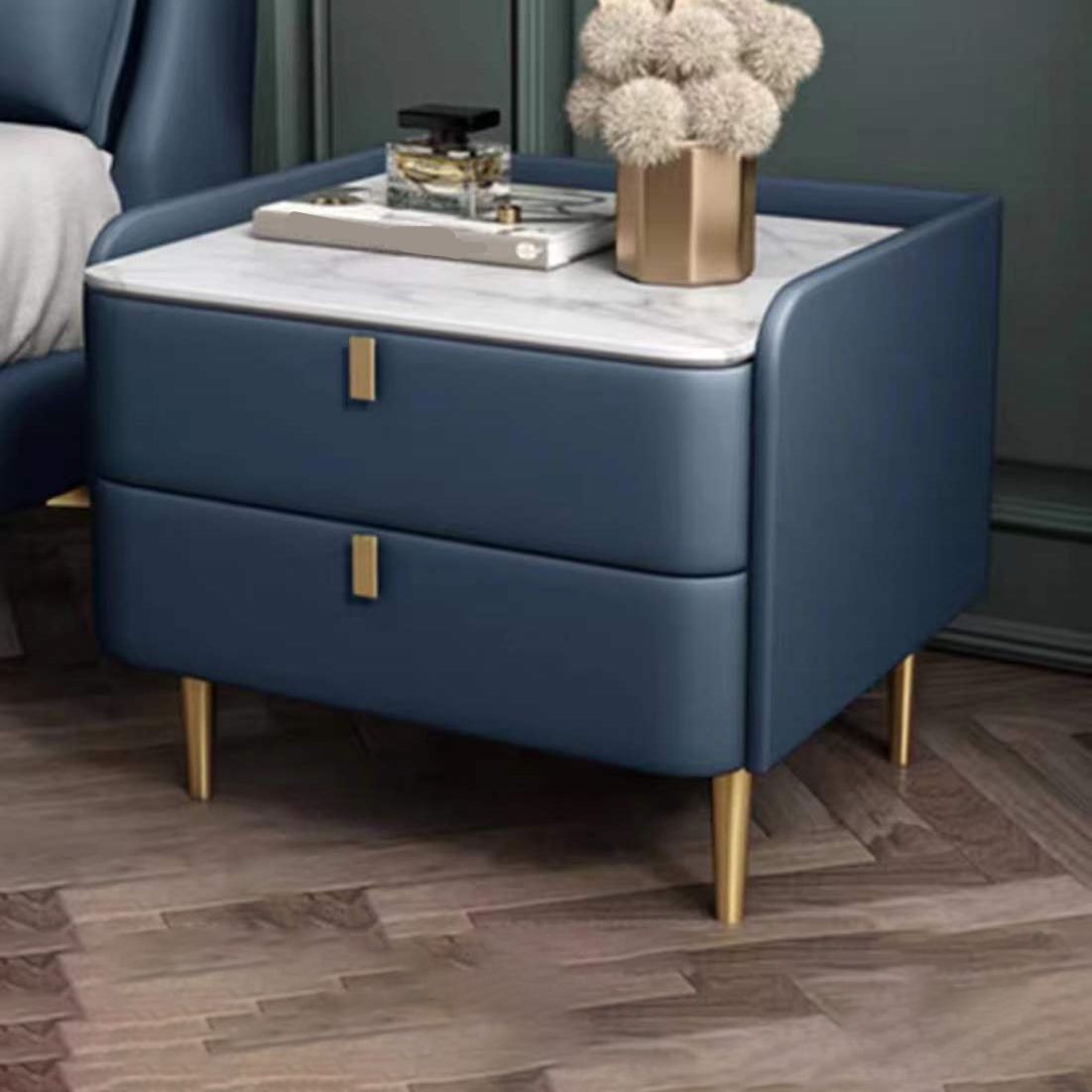 Table de nuit en pierre avec tiroirs table de chevet en cuir avec 4 jambes