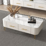 16"H Glam Coffee Table Rectangle 4 Legs Coffee Cocktail Table