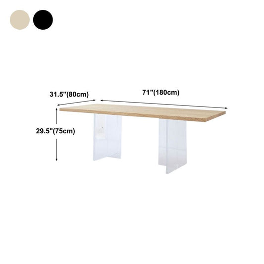 Wood Top Dining Table Modern Table with Double Acrylic Legs for Living Room Clearhalo 'Dining Tables & Seating' 'Dining Tables' 'dining_table' 'furn' 'furn_dining_table' 'Furniture' 'furniture_dining_table' 'Kitchen & Dining Furniture' 'kitchen' 'kitchen_dining_table' 1200x1200_dbaee569-2dc7-4371-87cb-c4e2af382739