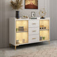Sideboard in legno ingegnerizzato in stile glam con luci a LED
