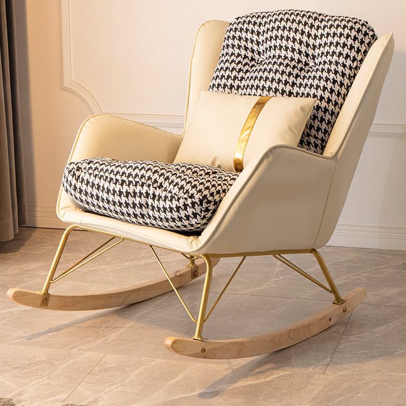 Modern Rocking Chair Ottoman Golden Legs Rocker Chair with Pillow ...