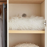 Franse plattelandsklederkast massief houten garderobe kast met stoffen staaf