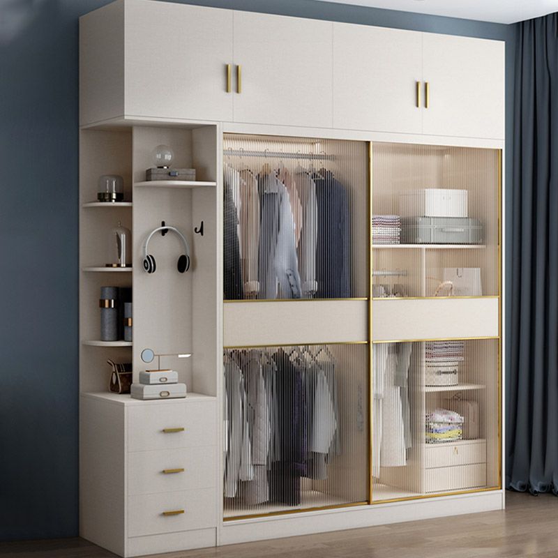White Engineered Wood Wardrobe Closet Sliding Wardrobe Armoire Clearhalo 'Armoires & Wardrobes' 'armoires_wardrobes' 'Bedroom Furniture' 'furn' 'furn_armoires_wardrobes' 'Furniture' 1200x1200_dbb1bd0c-2f81-4629-abe2-96ae81988902