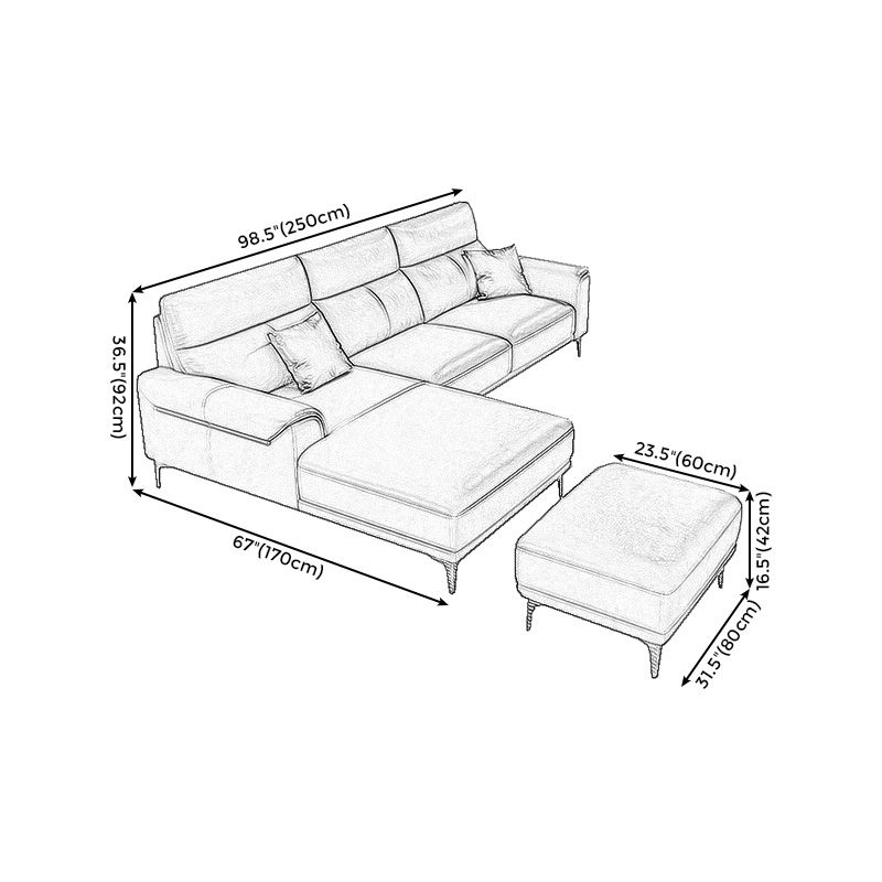 Dark Gray Genuine Leather Sofa and Chaise Pillow Top Arm Sectional for Living Room Clearhalo 'furn' 'furn_sectionals' 'Furniture' 'furniture_sectionals' 'Living Room Furniture' 'Sectionals' 1200x1200_dbb1d28b-1bee-4e0e-a63a-651ac99cd256
