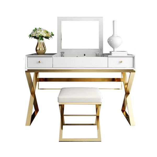 Specchio bianco e cassetti includevano set da tavolo da toeletta glam vanità