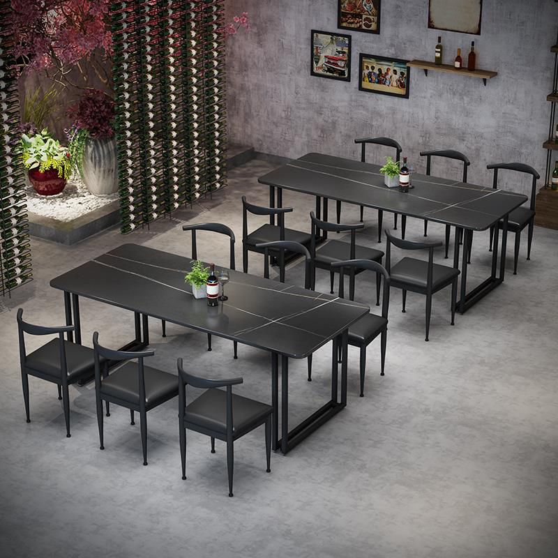Sintered Stone Dining Table Black Industrial Style Dining Table with Metal Base Clearhalo 'Dining Tables & Seating' 'Dining Tables' 'dining_table' 'furn' 'furn_dining_table' 'Furniture' 'furniture_dining_table' 'Kitchen & Dining Furniture' 'kitchen' 'kitchen_dining_table' 1200x1200_dbb259d5-08d7-49ea-9aaa-6013b5fe3fe1
