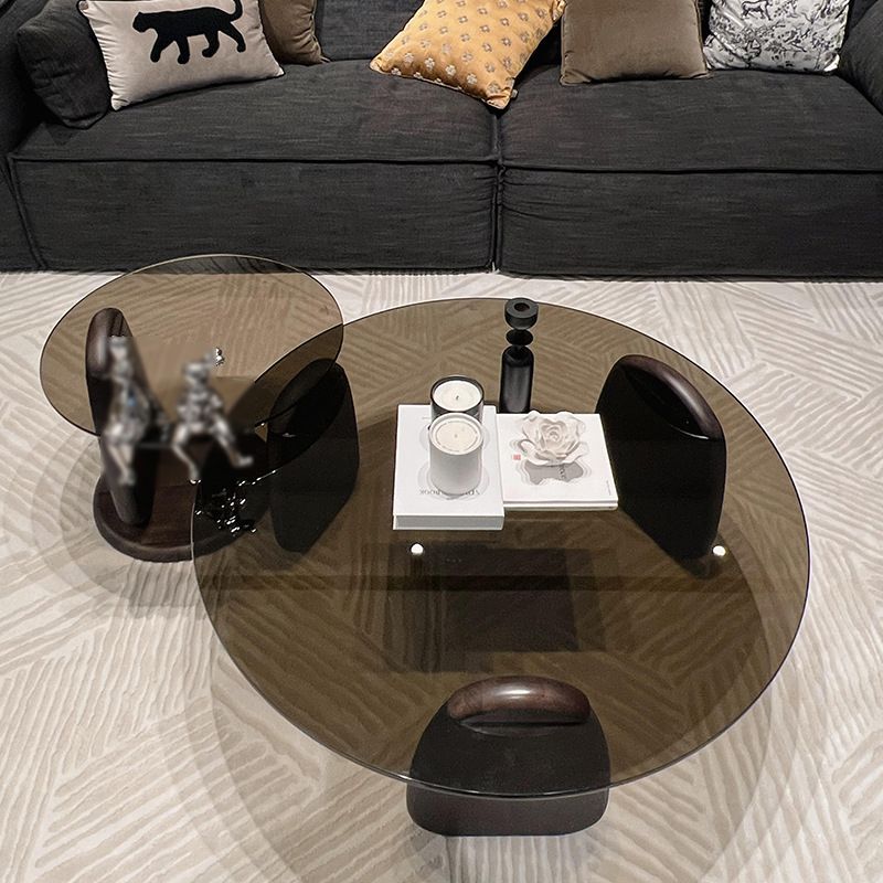 Glass Top Coffee Table Contemporary 3 Legs Coffee Cocktail Table Clearhalo 'Coffee & Accent Tables' 'Coffee Tables' 'coffee_tables' 'furn' 'furn_coffee_tables' 'Furniture' 'Living Room Furniture' 1200x1200_dbb40ba1-53ef-497a-8d75-63dad81e325e