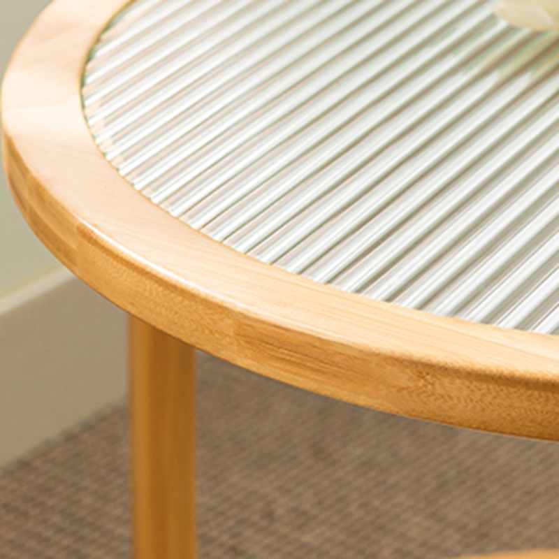 Tropical Glass Top Coffee Table Round Single Coffee Cocktail Table with Storage Shelf Clearhalo 'Coffee & Accent Tables' 'Coffee Tables' 'coffee_tables' 'furn' 'furn_coffee_tables' 'Furniture' 'Living Room Furniture' 1200x1200_dbb448f7-ac03-464e-81b9-ff18eef4ffc6