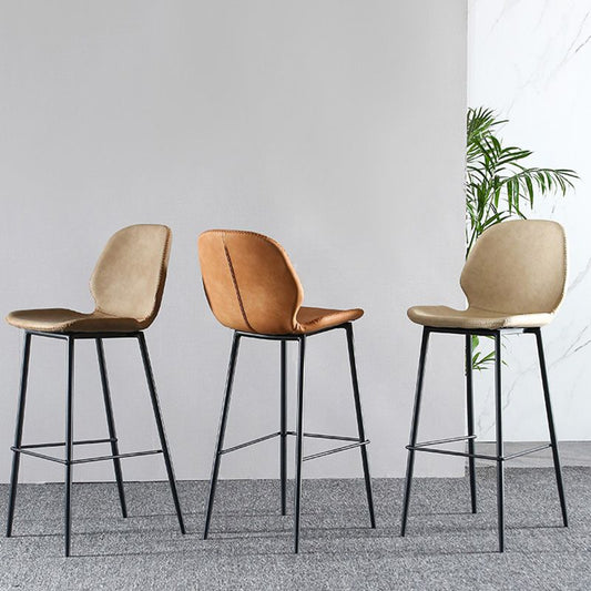 Tabouret de comptoir en faux cuir moderne tabouret intérieur arrière avec cadre noir