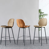Modern Faux Leather Counter Stool Low Back Indoor Stool with Black Frame