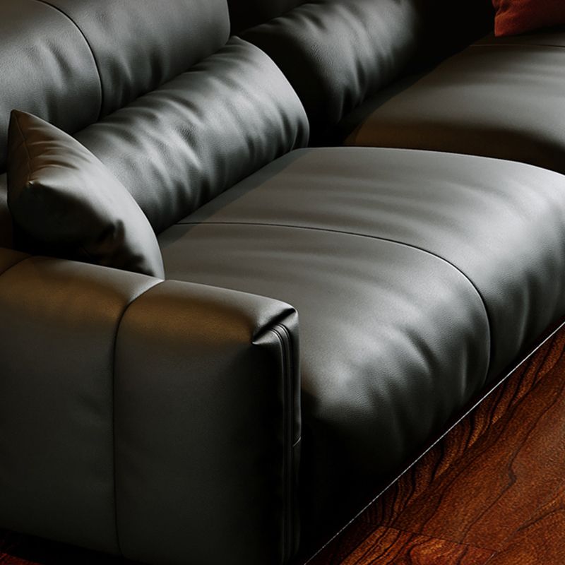 Black Genuine Leather Sofa Mid-Century Modern Square Arm Sofa Clearhalo 'furn' 'furn_sofas' 'Furniture' 'Living Room Furniture' 'Sofa' 'sofas' 1200x1200_dbb55e5a-6a29-48cc-9779-1c64eb3d3577
