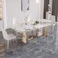 Traditional Luxury Double Pedestal Table Stone Dining Table with Stainless Steel Base