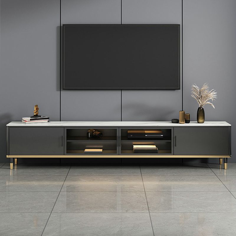 Console porta TV in pietra Console multimediale per TV con contenitore chiuso con gambe