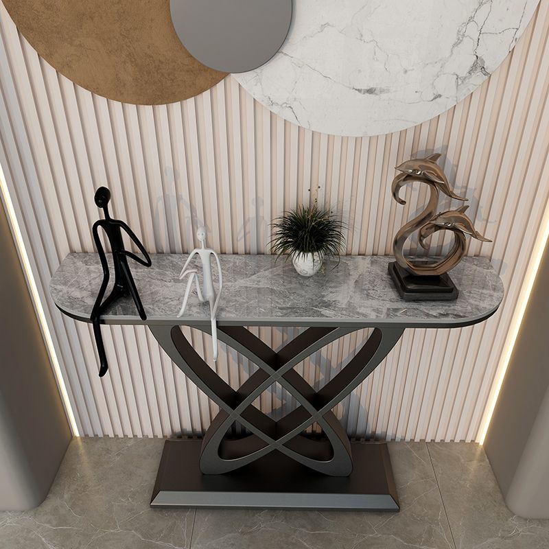 Mesa de consola de sofá de acero y piedra, mesa de acento de la consola Hall de 31.5 "
