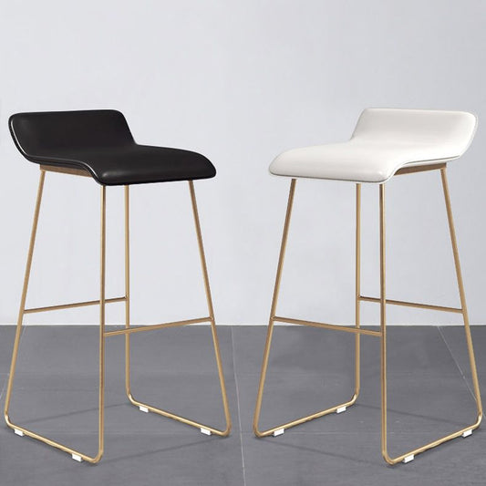 Glam Counter Round Bar Stool Armless Leather Bar Stool with Footrest Iron Base Clearhalo 'Bar Furniture' 'Bar Stools' 'bar_stools' 'furn' 'furn_bar_stools' 'furniture_bar_stools' 'Kitchen & Dining Furniture' 'kitchen&dining_furn' 'kitchen' 'kitchen_furn' Furniture' 1200x1200_dbba48d4-a3da-4689-a05a-86c1a25b91a1