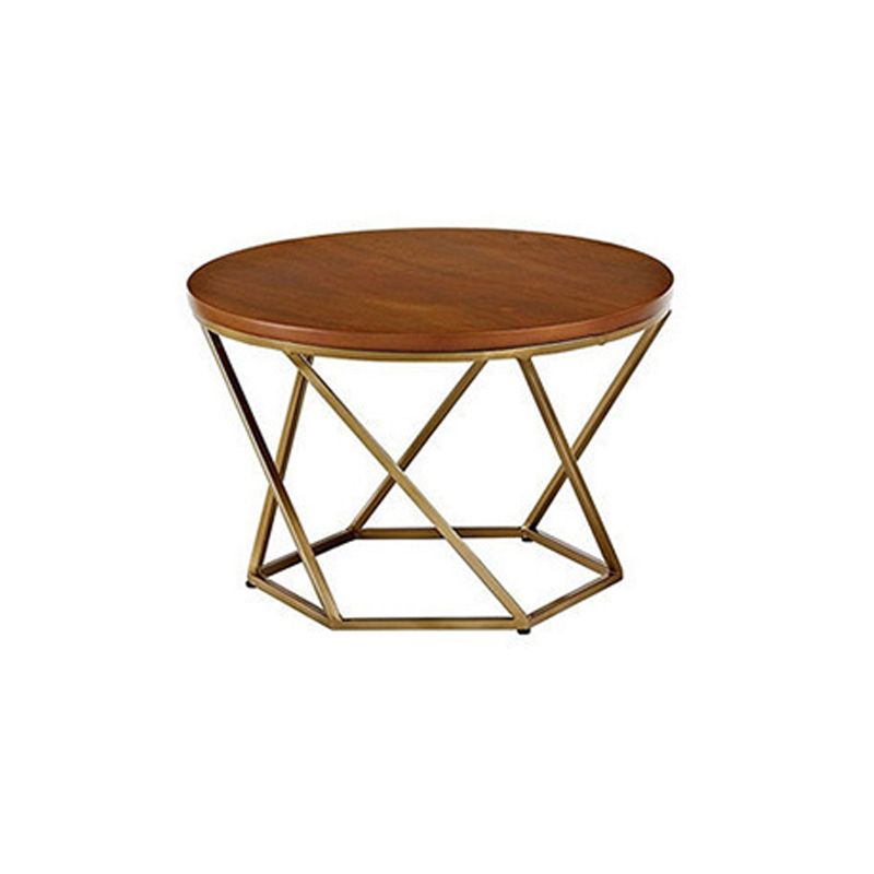 Modern Round Wood Frame Coffee Table Brown Finish Cocktail Table Clearhalo 'Coffee & Accent Tables' 'Coffee Tables' 'coffee_tables' 'furn' 'furn_coffee_tables' 'Furniture' 'Living Room Furniture' 1200x1200_dbbb2b27-7b27-464d-835a-123e42ee0aeb