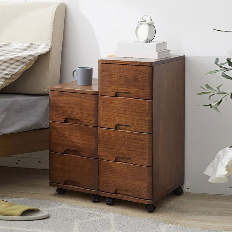 White and Brown Wooden Lingerie Chest Vertical Storage Chest Dresser with Wheels Clearhalo 'Bedroom Furniture' 'Dressers & Chests' 'dressers_chests' 'furn' 'furn_dressers_chests' 'Furniture' 1200x1200_dbbcdd20-cd2c-4f1d-be1f-583e0826fb95