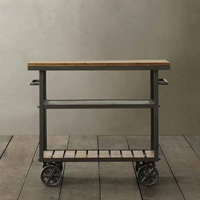 33.46" High Rolling Industrial Kitchen Trolley Wooden Kitchen Trolley for Restaurant Clearhalo 'furn' 'furn_kitchen_islands_carts' 'Furniture' 'Kitchen & Dining Furniture' 'Kitchen Islands & Carts' 'kitchen_islands_carts' 1200x1200_dbbf2035-513d-4888-86be-14230607cddd