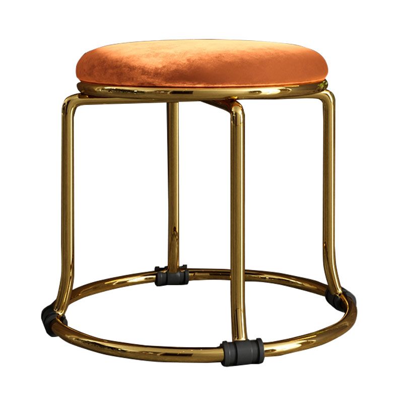 Glam Ottoman Velvet Fade résistant Solid Color rond Ottoman avec des jambes en métal