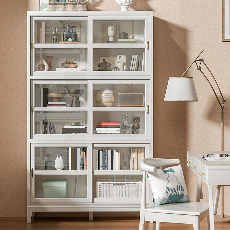 Modern Style Closed Back Bookshelf Wooden Vertical Bookcase in White