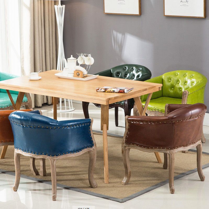 Farmhouse Brasserie Upholstered Arm Chair Matte Finish Solid Back Dining Chair Clearhalo ' kitchen&dining_furn' 'Dining Chairs' 'Dining Tables & Seating' 'dining_chair' 'Furniture' 'furniture_dining_chair' 'Kitchen & Dining Furniture' 'kitchen' 1200x1200_dbc0778f-32ae-493b-b167-617aeaf2c04b