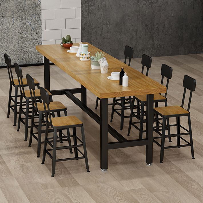 Cafe Modern Solid Wood Bistro Table Rectangle Footrest Trestle Pub Bar Table Clearhalo 'Bar Furniture' 'Bar Tables' 'bar_tables' 'furn' 'furn_bar_tables' 'Furniture' 'furniture_bar_tables' 'Kitchen & Dining Furniture' 'kitchen&dining_furn' 'kitchen' 1200x1200_dbc23d53-bd1a-4419-991c-6a5092084b56