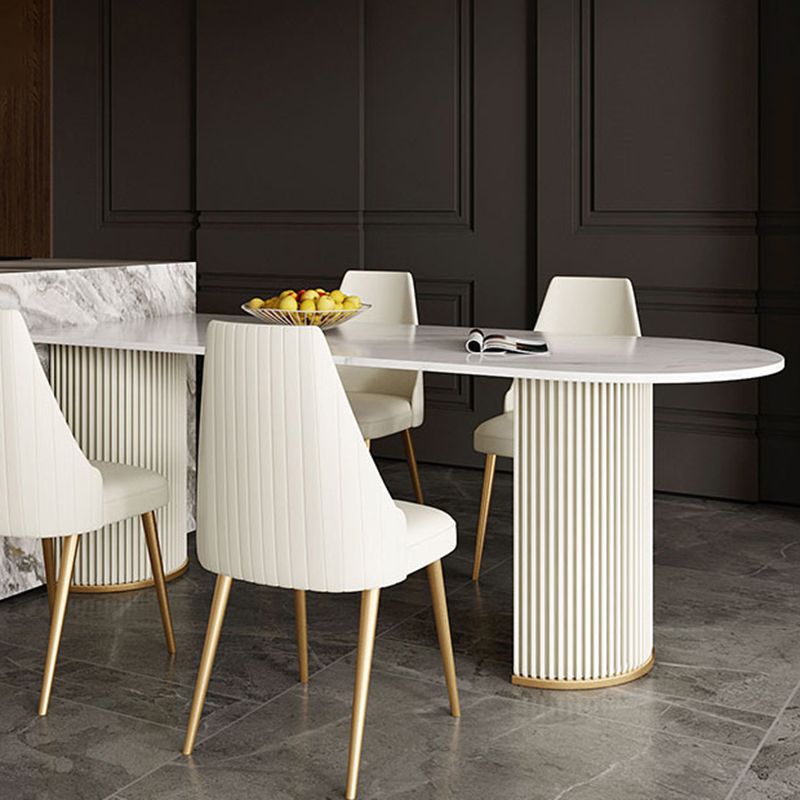 Metal Contemporary Free Form Dining Table Sintered Stone Table for Dining Room Clearhalo ' dining_table' 'Dining Tables & Seating' 'Dining Tables' 'furn' 'furn_dining_table' 'Furniture' 'furniture_dining_table' 'Kitchen & Dining Furniture' 'kitchen&dining_furn' 'kitchen' 'kitchen_dining_table' 1200x1200_dbc44f6a-f4fa-49ac-9013-273347e3cdb1