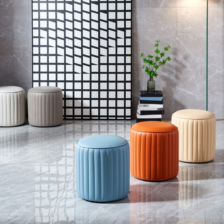 Modern Orange Pouf Water Resistant Round Pure Color Leather Pouf Clearhalo 'furn' 'furn_ottomans_poufs' 'Furniture' 'Living Room Furniture' 'Ottomans & Poufs' 'ottomans_poufs' 1200x1200_dbc5d2e2-5d84-4b62-b102-d8eb12a1b39d