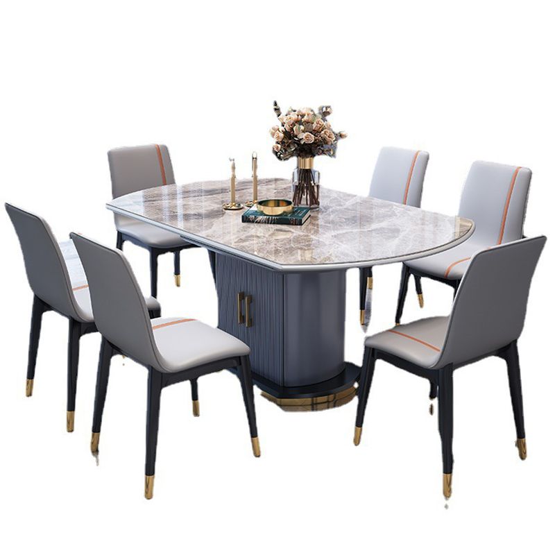 Extendable Round Dining Table Modern Adjustable Sintered Stone Top Table with Storage Pedestal Clearhalo ' dining_table' 'Dining Tables & Seating' 'Dining Tables' 'furn' 'furn_dining_table' 'Furniture' 'furniture_dining_table' 'Kitchen & Dining Furniture' 'kitchen&dining_furn' 'kitchen' 'kitchen_dining_table' 1200x1200_dbc6c079-7a12-4cf3-b904-3978fe099717