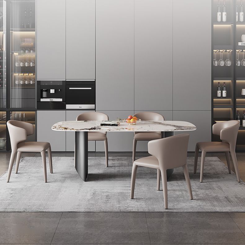 Modern Style Sintered Stone Dining Table with Rectangle Shape Standard Height Table for Home Use Clearhalo 'Dining Room Sets' 'Dining Tables & Seating' 'dining_room_set' 'furn' 'furn_dining_room_set' 'Furniture' 'furniture_dining_room_set' 'Kitchen & Dining Furniture' 'kitchen&dining_furn' 'kitchen' 1200x1200_dbce30ea-3e29-4b67-893f-328d4fc9b05b