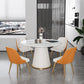 Glam Round Dining Table Set 1/2/5/7 Pieces Dinette Set with White Sintered Stone Top