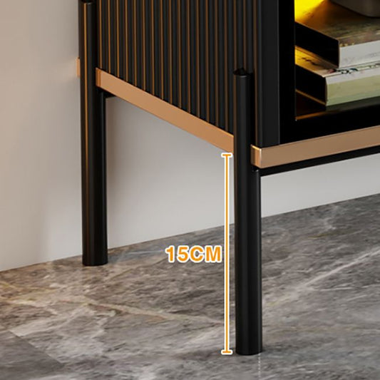 Scheda laterale in vetro in pietra in stile glam con armadi e cassetti