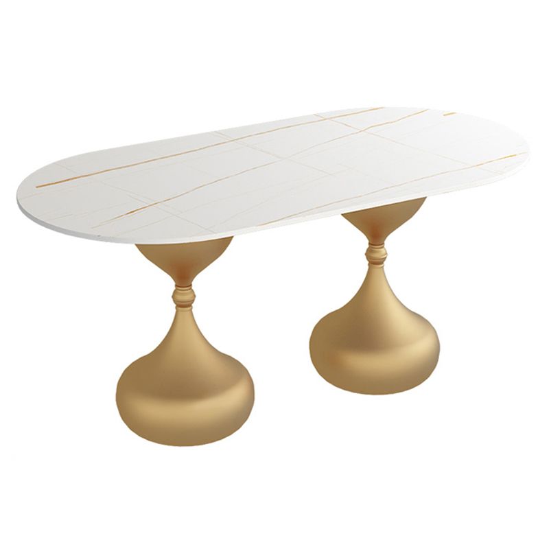 Oval Sintered Stone Table for Restaurant Modern Dining Table with Double Pedestal Base Clearhalo ' dining_table' 'Dining Tables & Seating' 'Dining Tables' 'furn' 'furn_dining_table' 'Furniture' 'furniture_dining_table' 'Kitchen & Dining Furniture' 'kitchen&dining_furn' 'kitchen' 'kitchen_dining_table' 1200x1200_dbcf3728-4337-4110-a802-fe374b61395f