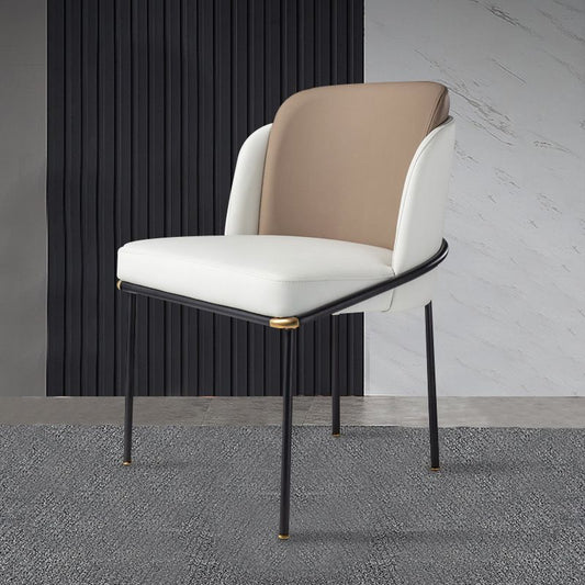 Fixed Back White Lounge Chair Armless Office Chair with Black Legs Clearhalo 'Accent Chairs' 'accent_chairs' 'Chairs & Seating' 'furn' 'furn_accent_chairs' 'Furniture' 'Living Room Furniture' 1200x1200_dbd02e21-0566-4269-80d3-b82f924a3041