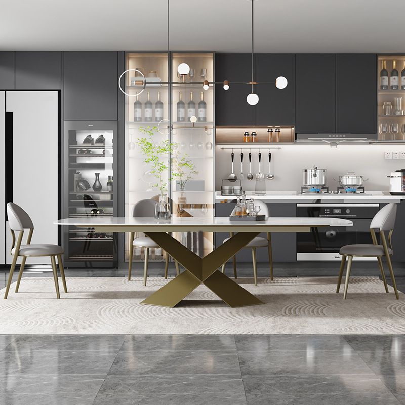 Luxurious 1/2/4/5 Pieces Rectangle Dining Set Sintered Stone Top Dinette Table Set