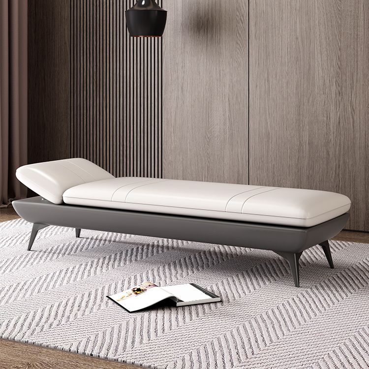 Modern Genuine Leather Bench 18"H Bedroom Seating Bench with Adjustable Headrest Clearhalo 'Benches' 'Chairs & Seating' 'furn' 'furn_benches' 'Furniture' 'Living Room Furniture' 1200x1200_dbd4b8d2-8c6f-488e-9d3d-f9ef4cc0fced