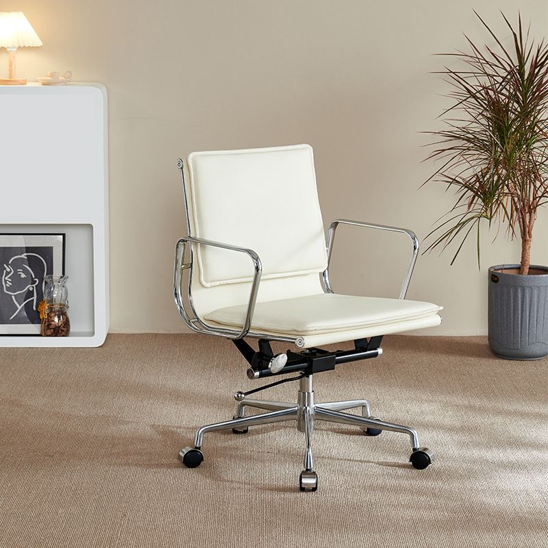 Silla de brazos fijos modernos cuero sin silla de escritorio ergonómico angustiante