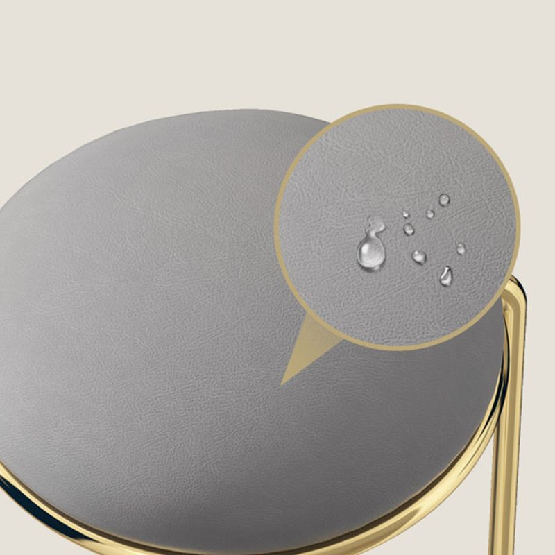 Faux Leather Mildew Resistant Ottoman Round Glam Solid Standard Ottoman Clearhalo 'furn' 'furn_ottomans_poufs' 'Furniture' 'Living Room Furniture' 'Ottomans & Poufs' 'ottomans_poufs' 1200x1200_dbd818e4-4949-4036-9d51-c52e3cfc2359