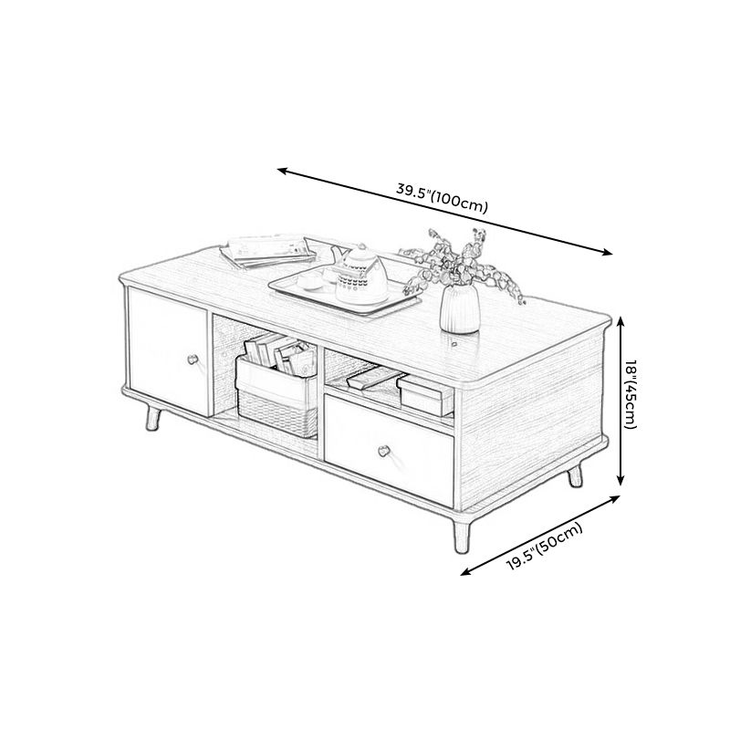 Rectangular Wooden Coffee Table 1 Single Cocktail Table with Storage Drawers