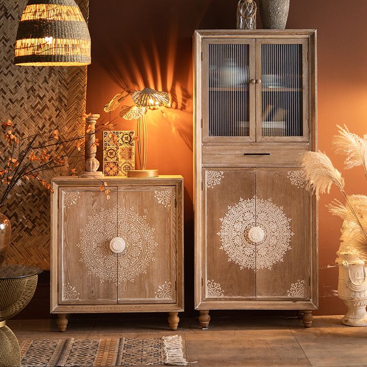 Zeitgenössischer Seitenbrett Massivholz Sideboardschrank mit Türen für Esszimmer