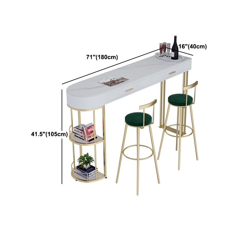 Glam Style Stone Bar Table 1/3/4 Pieces Counter Table with Upholstered Stools Clearhalo 'Bar Furniture' 'furn' 'furn_home_bar_bar_sets' 'Furniture' 'Home Bars & Bar Sets' 'home_bar_bar_sets' 'Kitchen & Dining Furniture' 1200x1200_dbdb4a3d-c625-47fa-a49a-f5ca314c23ae