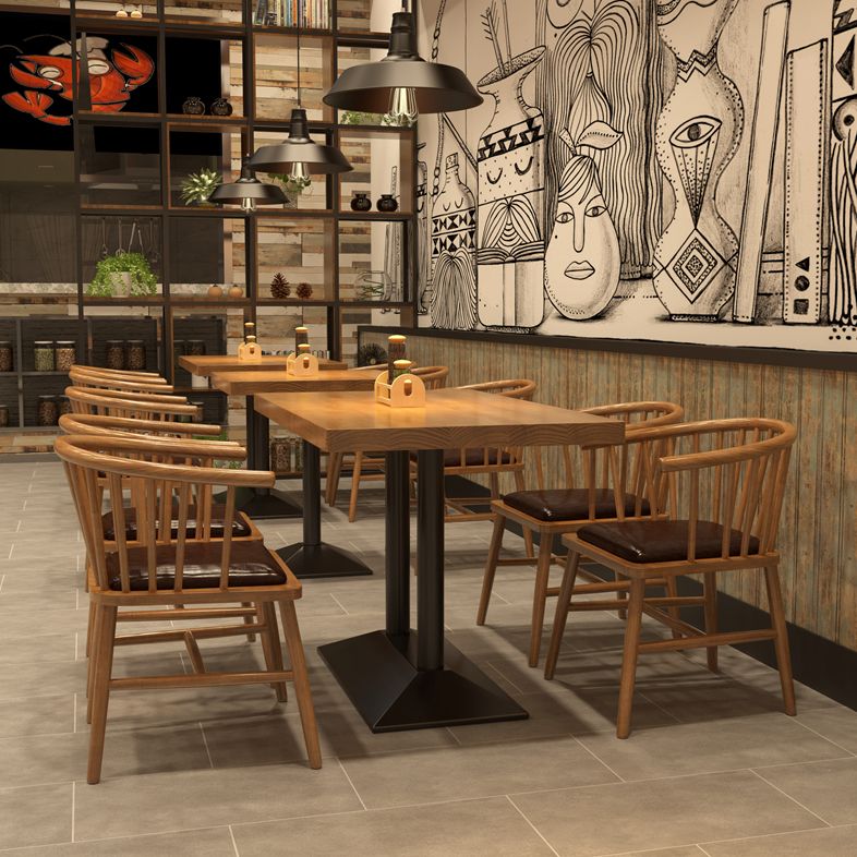 Set di tavoli da pranzo industriale in legno massiccio 1/2/3/5 PC Dinette marrone chiaro