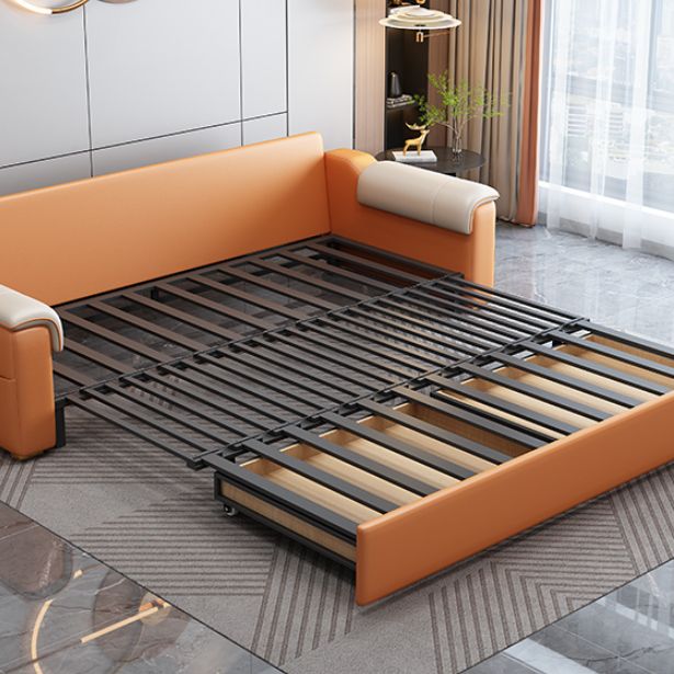 Contemporary Sofa Futon White with Storage Pillow Back Pillow Top Arms Sofa Bed Clearhalo 'furn' 'furn_futons' 'Furniture' 'Futons & Daybeds' 'Futons' 'Living Room Furniture' 1200x1200_dbdc9821-1284-4a59-b843-1c8448c19ff7